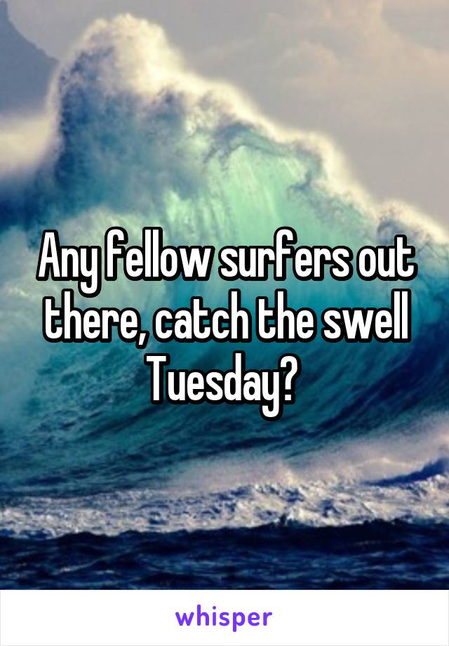 Any fellow surfers out there, catch the swell Tuesday? 