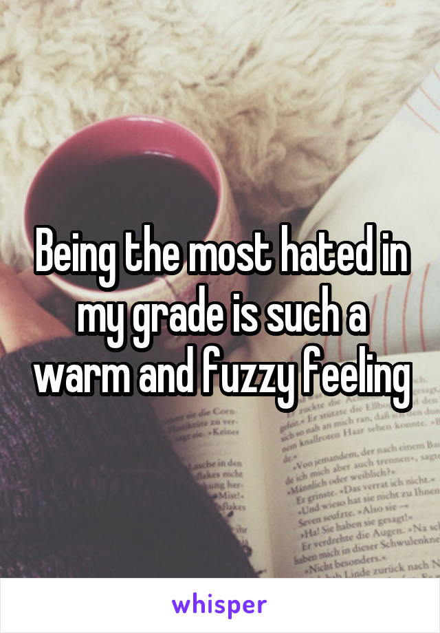 Being the most hated in my grade is such a warm and fuzzy feeling