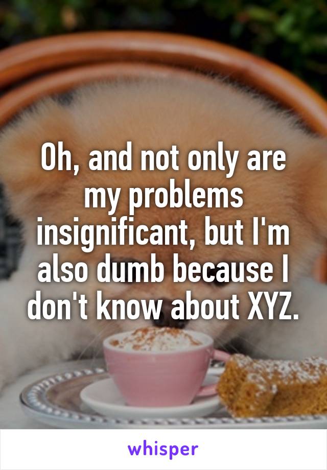 Oh, and not only are my problems insignificant, but I'm also dumb because I don't know about XYZ.
