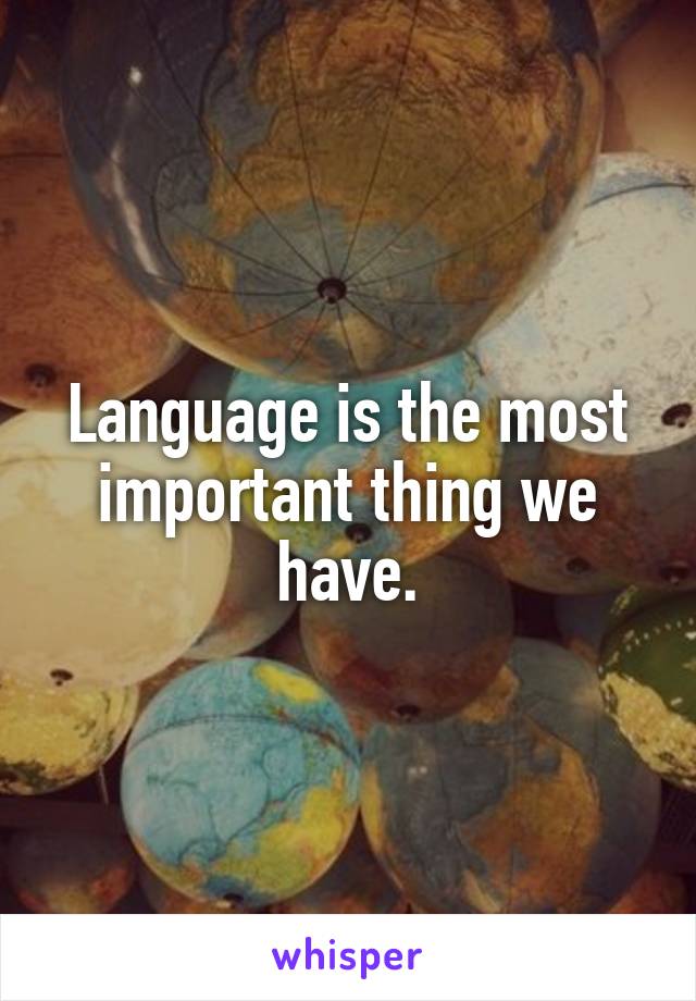 Language is the most important thing we have.