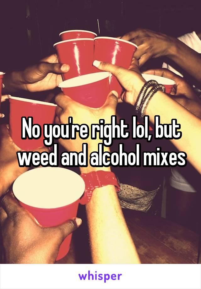 No you're right lol, but weed and alcohol mixes