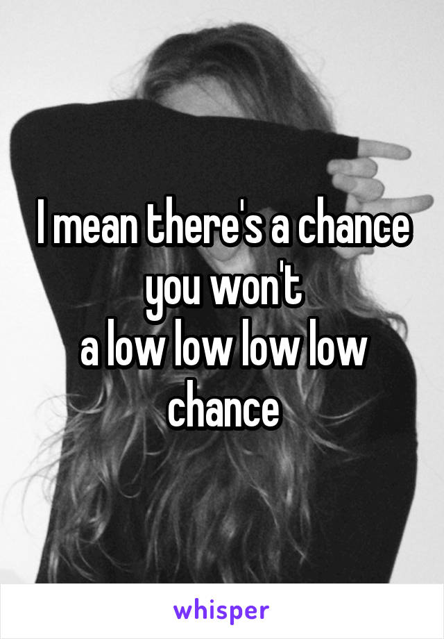 I mean there's a chance you won't
a low low low low chance