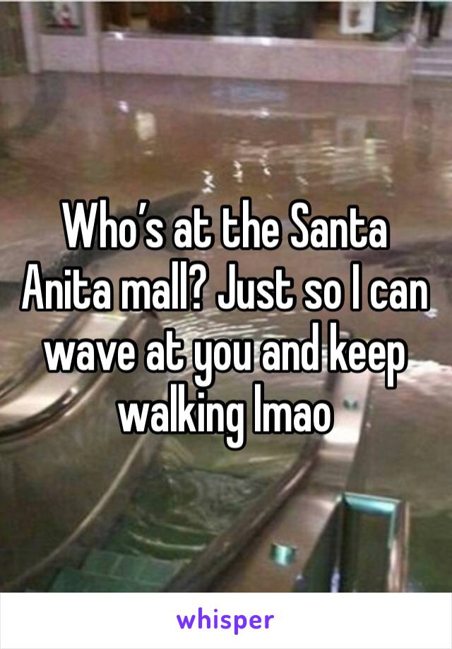 Who’s at the Santa Anita mall? Just so I can wave at you and keep walking lmao