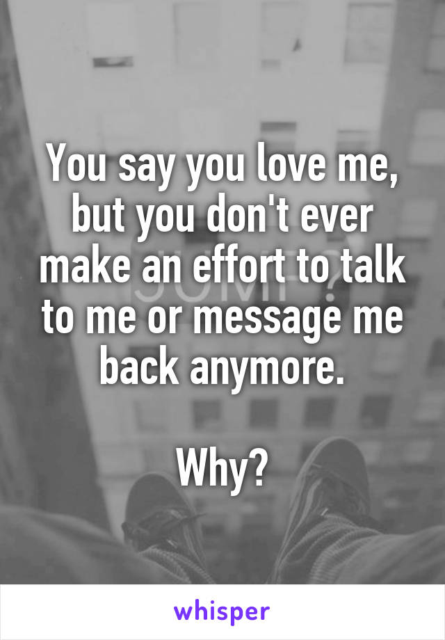 You say you love me, but you don't ever make an effort to talk to me or message me back anymore.

Why?