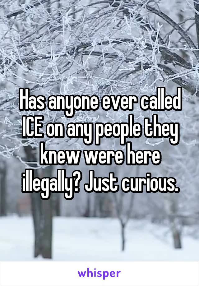 Has anyone ever called ICE on any people they knew were here illegally? Just curious.