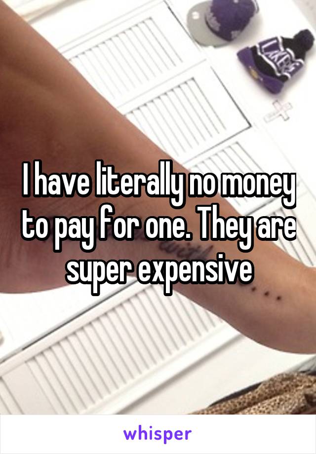 I have literally no money to pay for one. They are super expensive