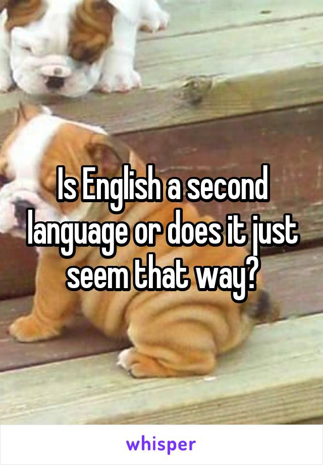 Is English a second language or does it just seem that way?