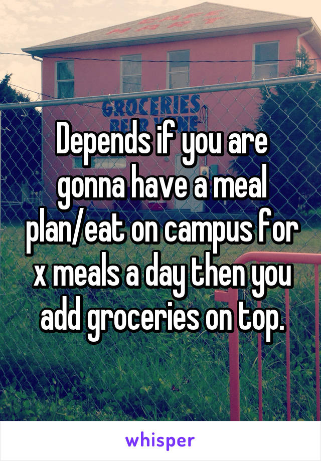 Depends if you are gonna have a meal plan/eat on campus for x meals a day then you add groceries on top.