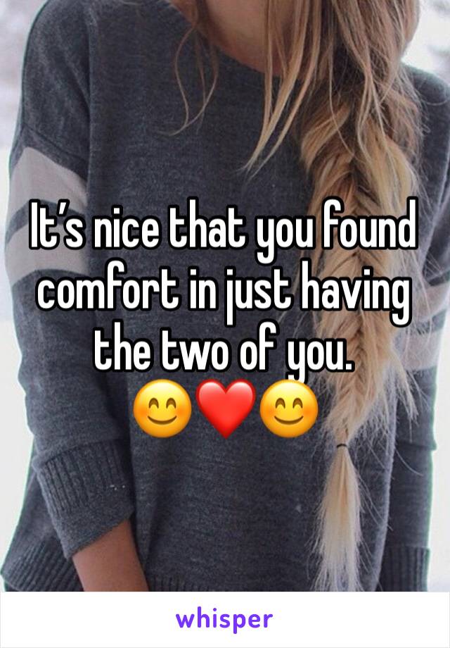 It’s nice that you found comfort in just having the two of you.
😊❤️😊