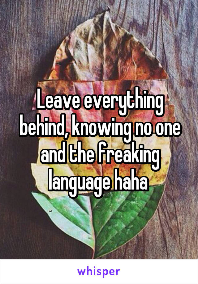 Leave everything behind, knowing no one and the freaking language haha 