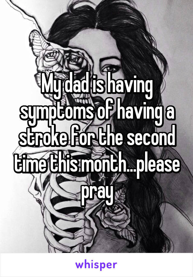 My dad is having symptoms of having a stroke for the second time this month...please pray