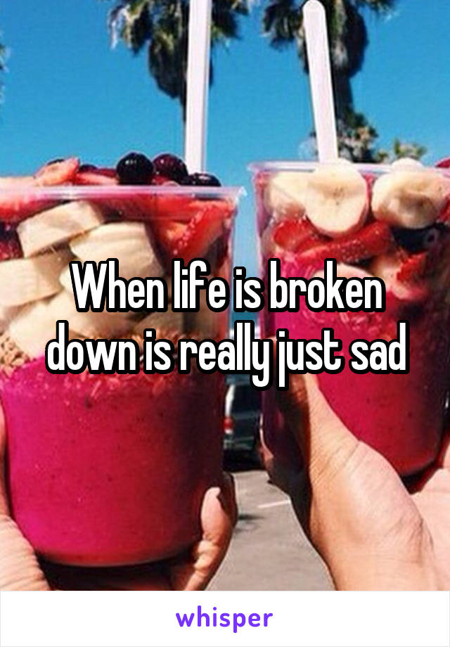 When life is broken down is really just sad