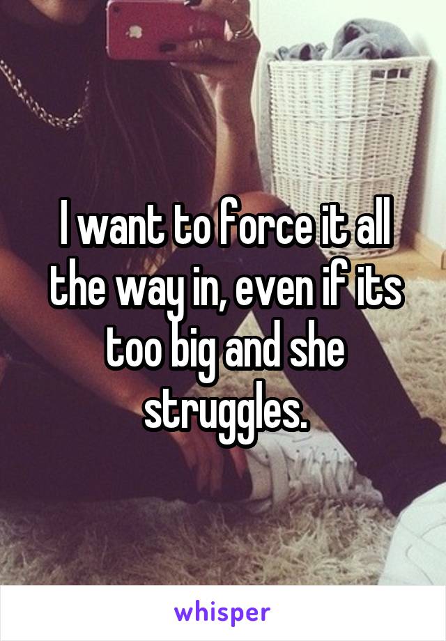 I want to force it all the way in, even if its too big and she struggles.