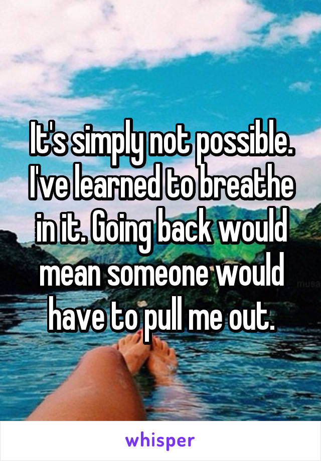 It's simply not possible.
I've learned to breathe in it. Going back would mean someone would have to pull me out.