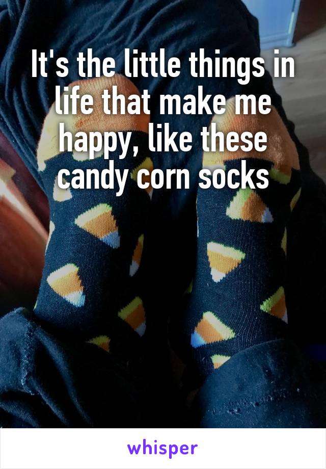 It's the little things in life that make me happy, like these candy corn socks






