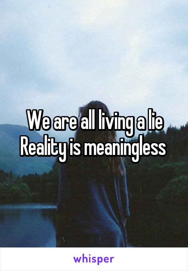 We are all living a lie
Reality is meaningless 