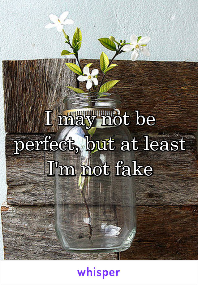 I may not be perfect, but at least I'm not fake