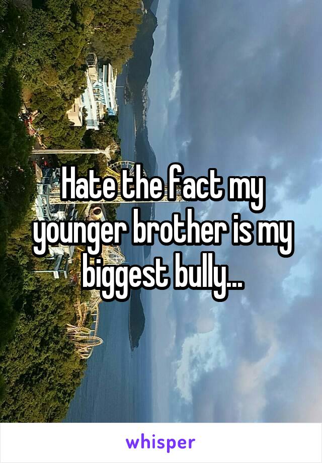 Hate the fact my younger brother is my biggest bully...