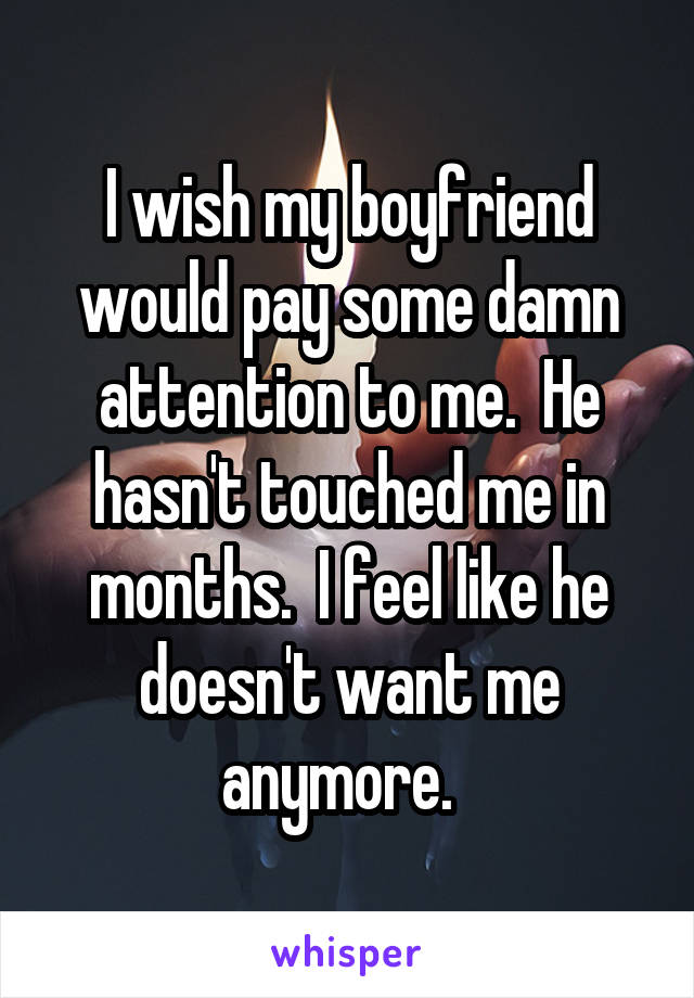 I wish my boyfriend would pay some damn attention to me.  He hasn't touched me in months.  I feel like he doesn't want me anymore.  