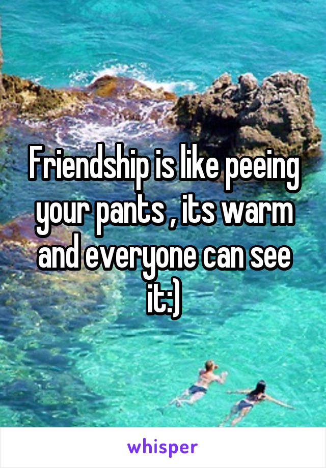 Friendship is like peeing your pants , its warm and everyone can see it:)