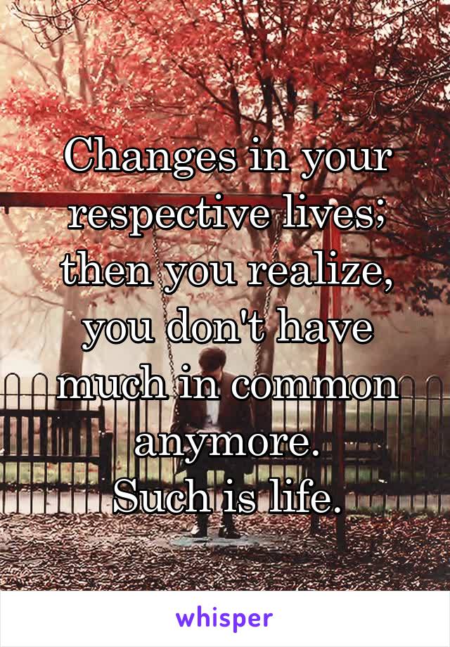 Changes in your respective lives; then you realize, you don't have much in common anymore.
Such is life.
