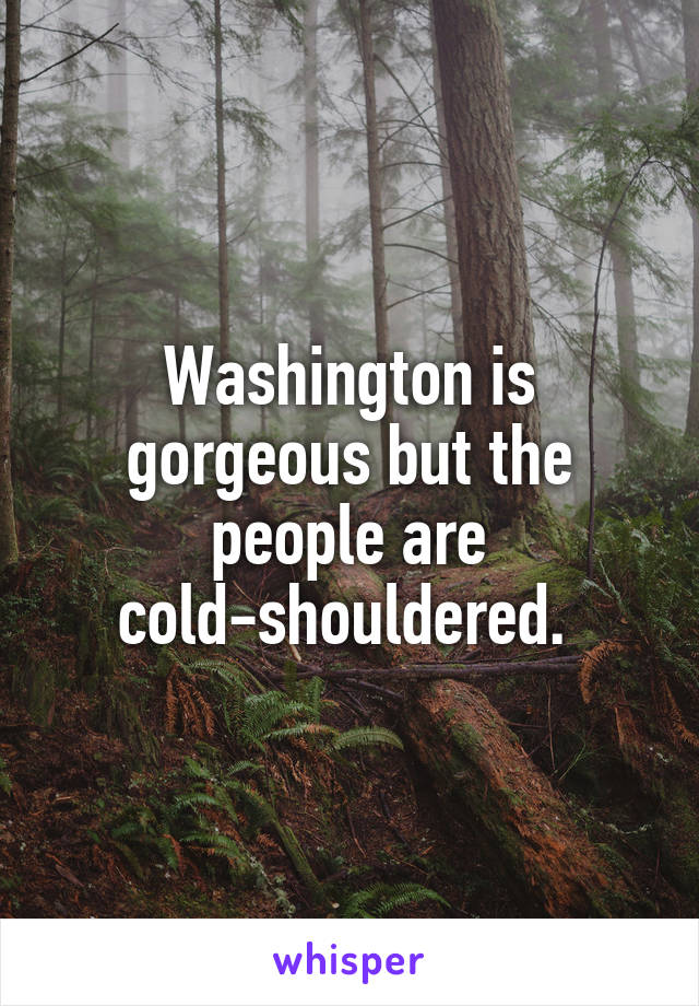 Washington is gorgeous but the people are cold-shouldered. 