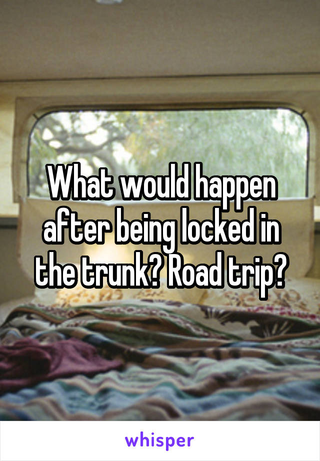 What would happen after being locked in the trunk? Road trip?
