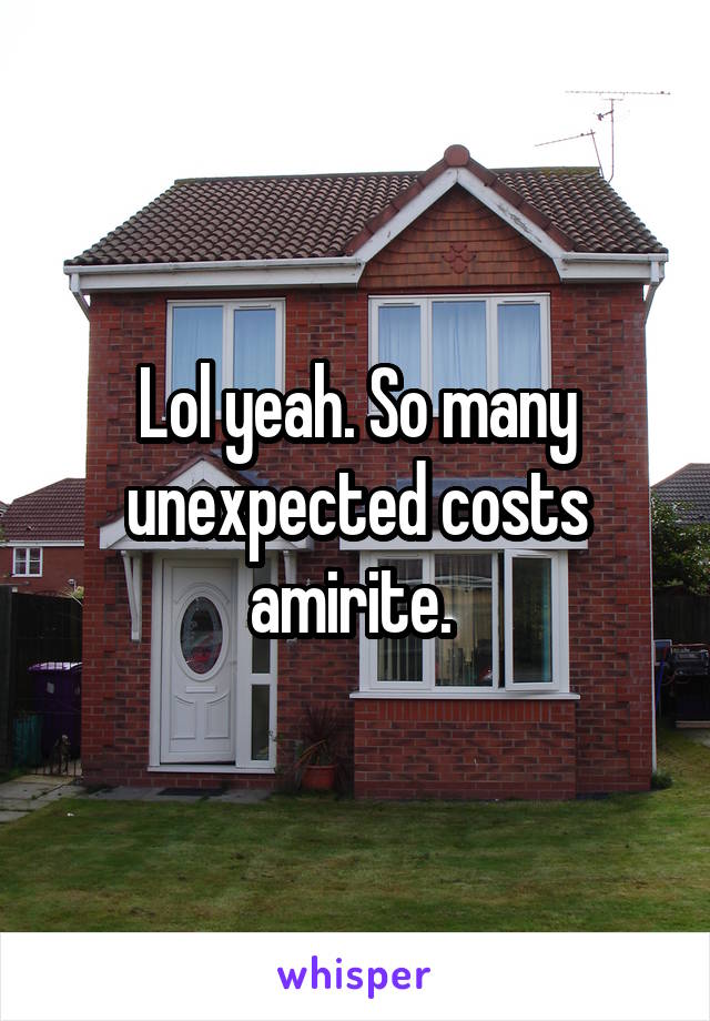 Lol yeah. So many unexpected costs amirite. 