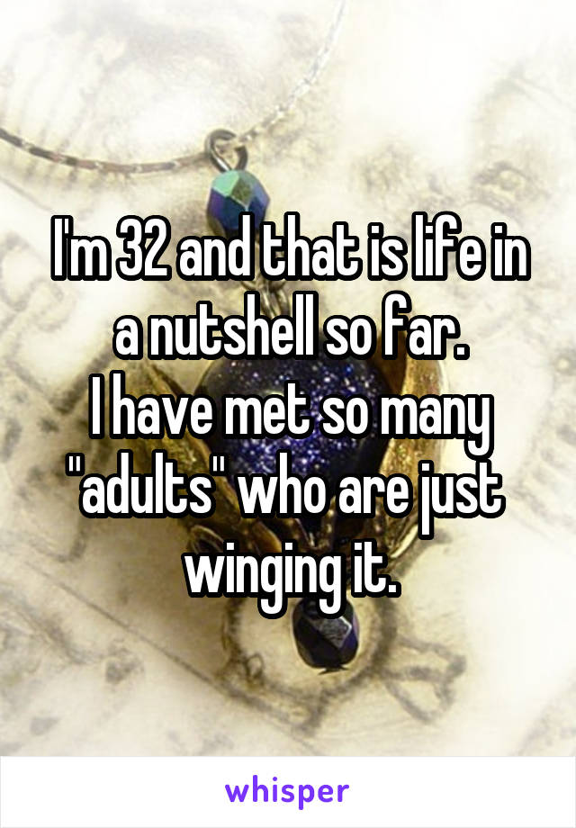 I'm 32 and that is life in a nutshell so far.
I have met so many "adults" who are just  winging it.