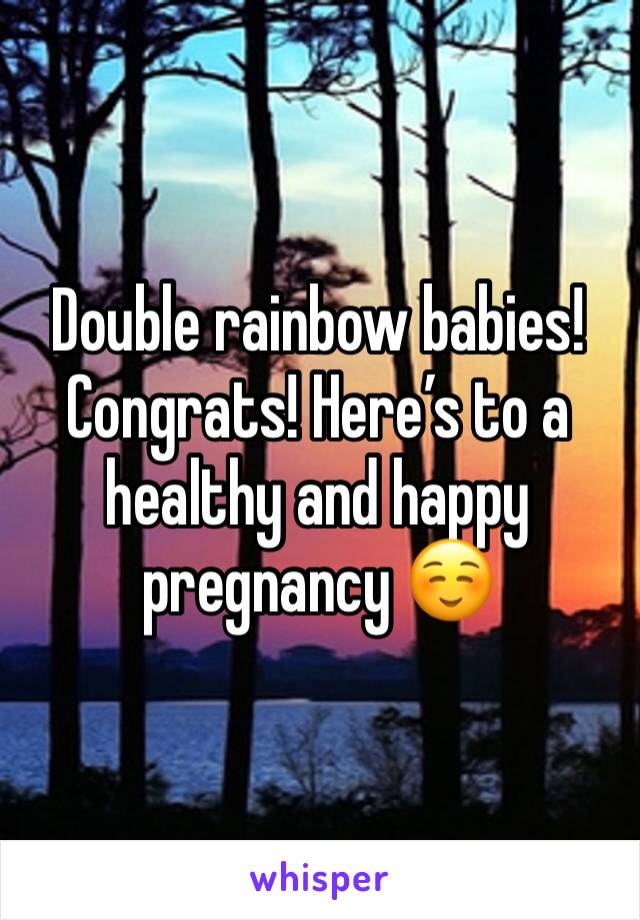 Double rainbow babies! Congrats! Here’s to a healthy and happy pregnancy ☺️