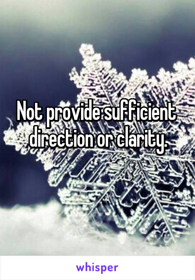 Not provide sufficient  direction or clarity.
