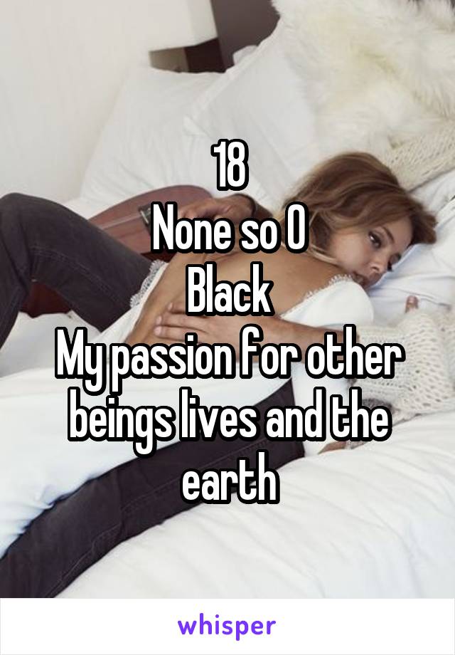 18
None so 0
Black
My passion for other beings lives and the earth
