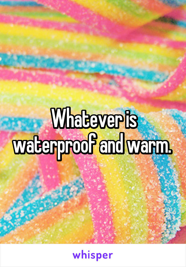 Whatever is waterproof and warm. 