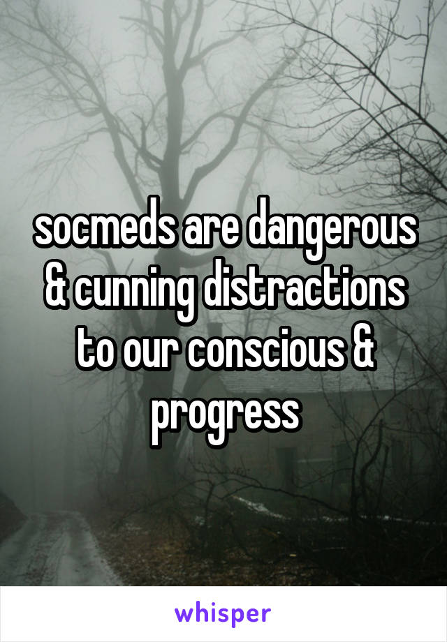 socmeds are dangerous & cunning distractions to our conscious & progress