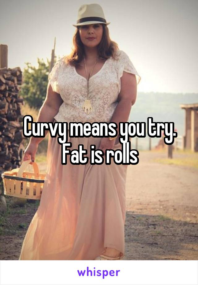 Curvy means you try. Fat is rolls