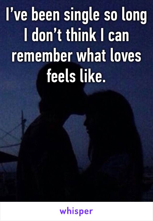 I’ve been single so long I don’t think I can remember what loves feels like. 