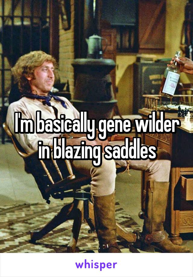 I'm basically gene wilder in blazing saddles