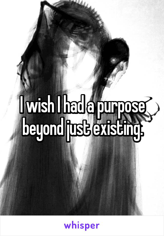 I wish I had a purpose beyond just existing.