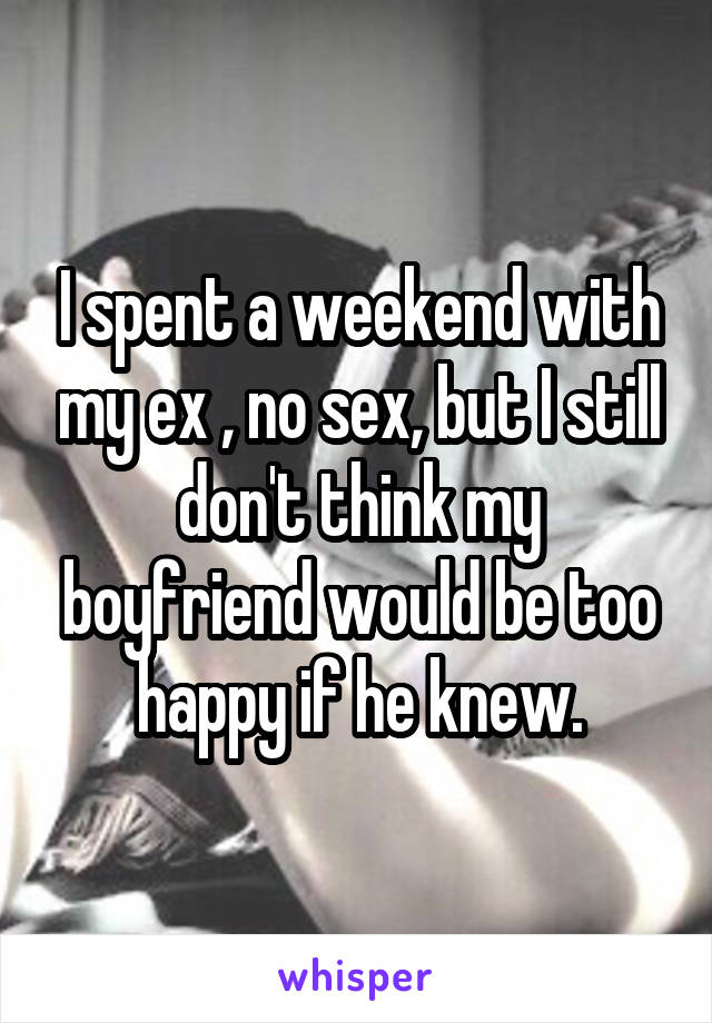 I spent a weekend with my ex , no sex, but I still don't think my boyfriend would be too happy if he knew.