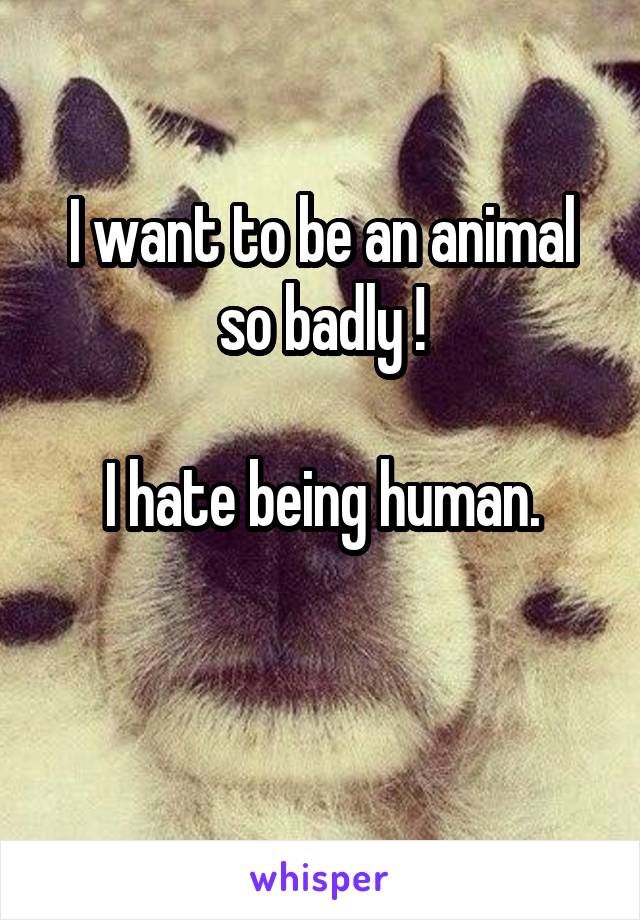 I want to be an animal so badly !

I hate being human.


