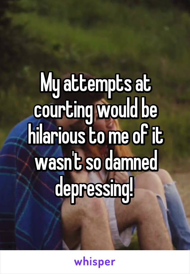My attempts at courting would be hilarious to me of it wasn't so damned depressing! 
