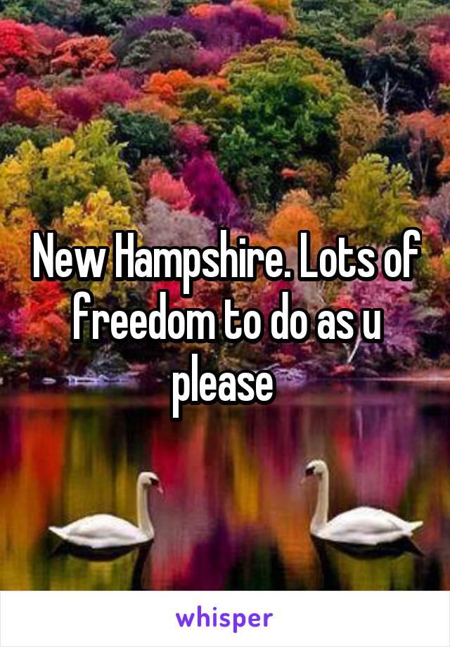 New Hampshire. Lots of freedom to do as u please 