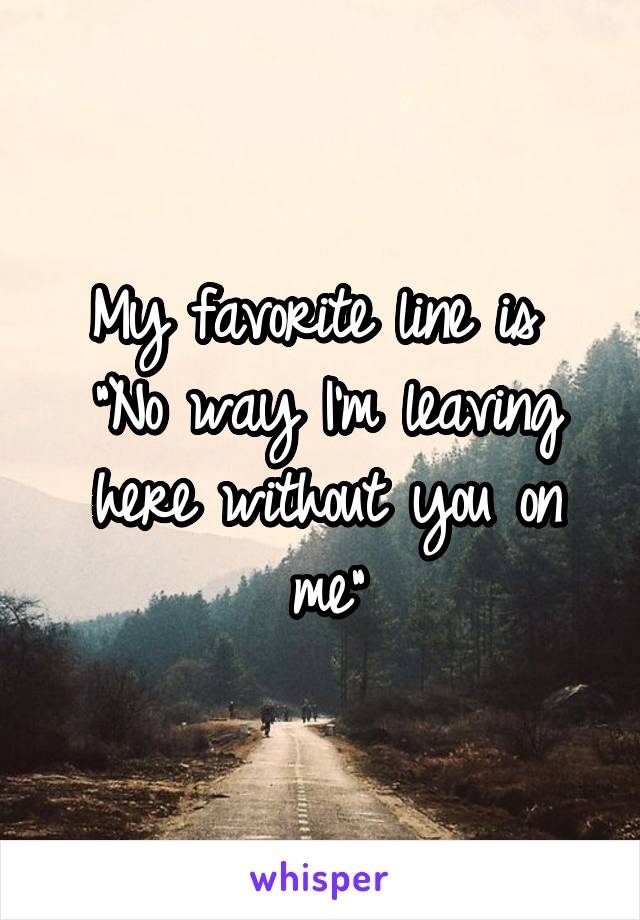 My favorite line is 
"No way I'm leaving here without you on me"