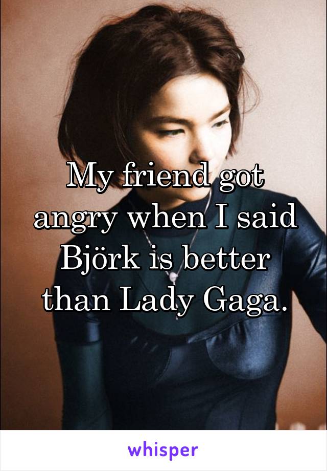 My friend got angry when I said Björk is better than Lady Gaga.
