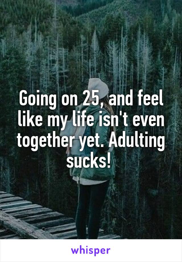 Going on 25, and feel like my life isn't even together yet. Adulting sucks! 