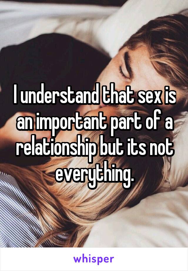 I understand that sex is an important part of a relationship but its not everything.