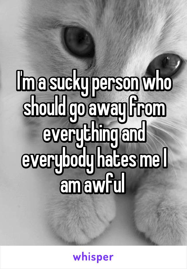 I'm a sucky person who should go away from everything and everybody hates me I am awful 