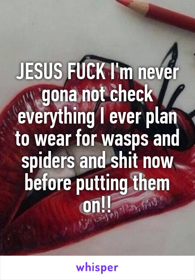 JESUS FUCK I'm never gona not check everything I ever plan to wear for wasps and spiders and shit now before putting them on!!