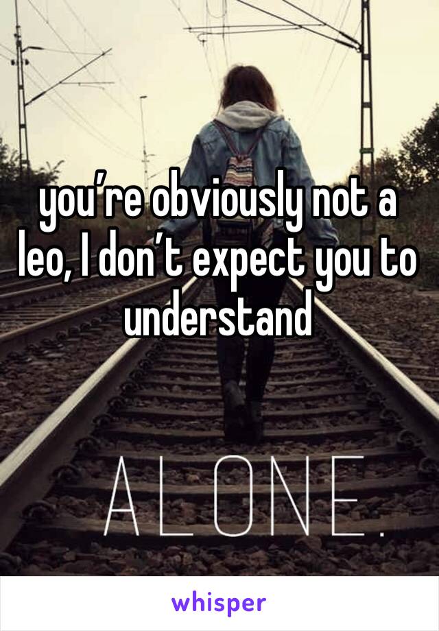 you’re obviously not a leo, I don’t expect you to understand