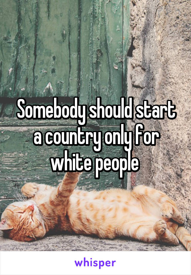 Somebody should start a country only for white people 